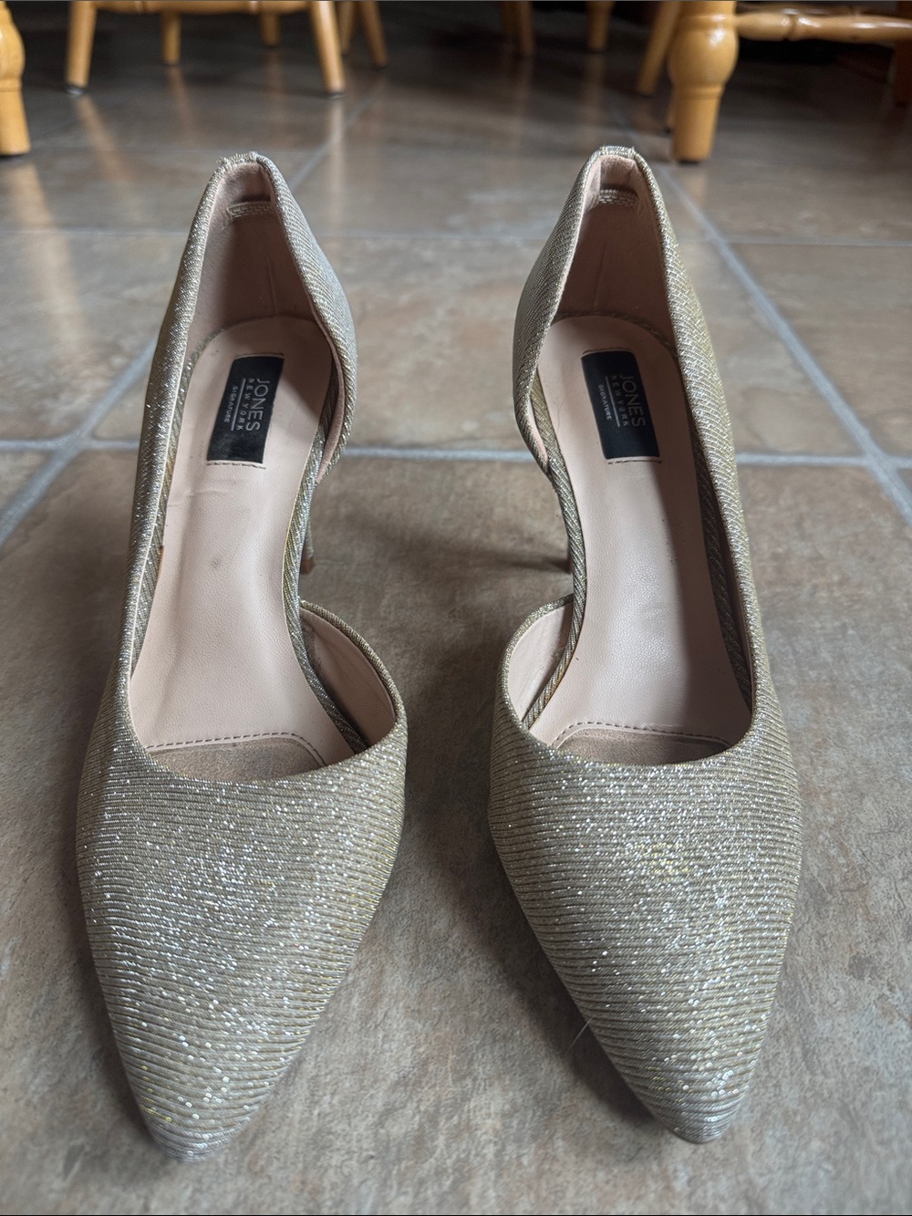 Jones New York Signature Sparkling Gold  Pointed Pumps